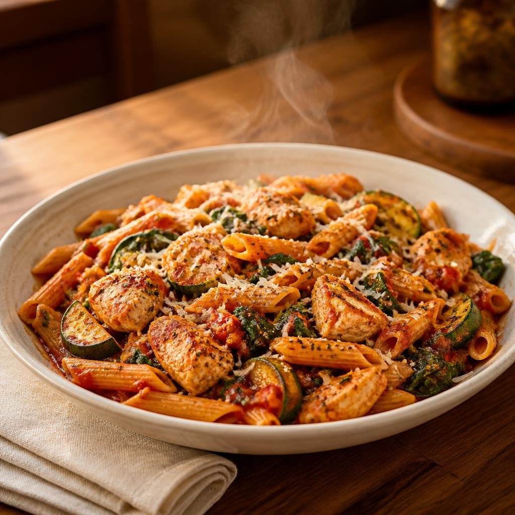 Chicken, Tomato and Spinach Pasta